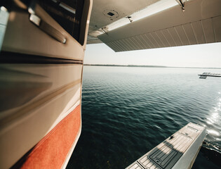 Float plane in the water