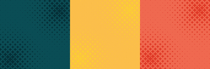 Abstract halftone colorful background set in three colors
