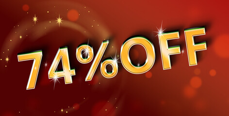 3d illustration, red background christmas discount promotion banner