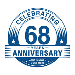 68 years anniversary celebration design template. 68th logo. Vector and illustrations.	