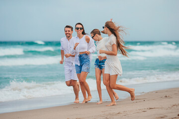 Young family on vacation have a lot of fun