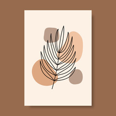 Trendy leaf illustration with abstract background. Abstract Art design for print, cover, wallpaper, Minimal and natural wall art. Vector illustration.
