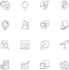 Science thin line icon set. Collection of science outline icons. Vector