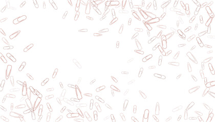 Fototapeta premium Paper clips are scattered on a white background. Decorative element. Background for design, school and office supplies