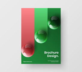 Isolated realistic spheres corporate brochure template. Trendy handbill A4 design vector illustration.