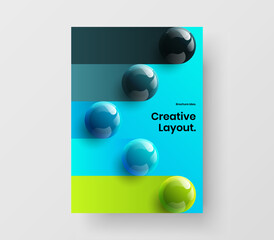 Premium cover A4 design vector template. Vivid 3D spheres postcard concept.