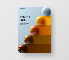 Abstract 3D spheres pamphlet concept. Premium presentation vector design layout.