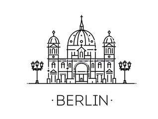 Berlin Cathedral. German Berliner Dom. Vector illustration