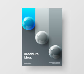 Fresh realistic balls booklet illustration. Vivid annual report vector design layout.