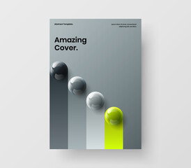 Bright realistic balls brochure layout. Original company cover vector design illustration.