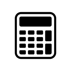 Calculator icon. Black contour linear silhouette. Top front view. Editable strokes. Vector simple flat graphic illustration. Isolated object on a white background. Isolate.