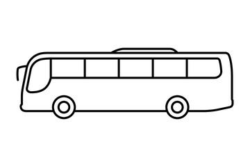 Big long passenger bus icon. Black contour linear silhouette. Side view. Editable strokes. Vector simple flat graphic illustration. Isolated object on a white background. Isolate.