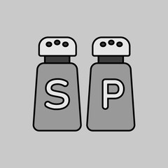 Salt and pepper condiment shakers vector icon