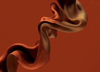 Abstract fabric design element, flying piece of silk cloth, 3d rendering fashion background.