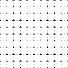 Square seamless background pattern from geometric shapes are different sizes and opacity. The pattern is evenly filled with black witch hat symbols. Vector illustration on white background