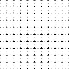 Square seamless background pattern from geometric shapes are different sizes and opacity. The pattern is evenly filled with black witch hat symbols. Vector illustration on white background