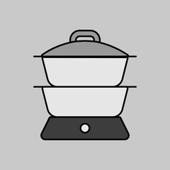 Double boiler vector icon. Kitchen appliance