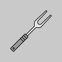 Bbq fork vector grayscale icon. Kitchen appliance
