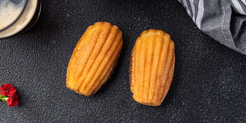 French dessert biscuit cookies Madeleine sweet meal food snack on the table copy space food background rustic top view