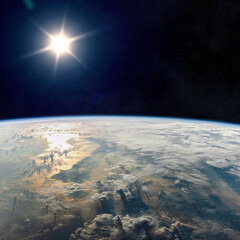 Earth and Sun. This image elements furnished by NASA. 