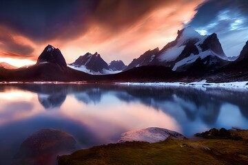 Beautiful Landscape in the ice cold mountains