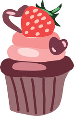 
Chocolate airgenle with cream and strawberries.