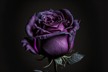 Vintage Classic deep violet rose bouquet on dark background.Generative AI. - obrazy, fototapety, plakaty