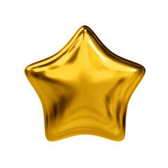 Realistic 3d yellow glossy star. Customer rating feedback concept and achievement for game. Vector illustration