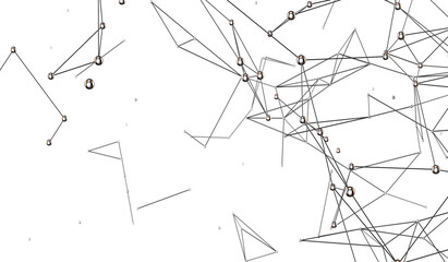 Futuristic geometric double data flow background with connecting dots and lines. Abstract digital