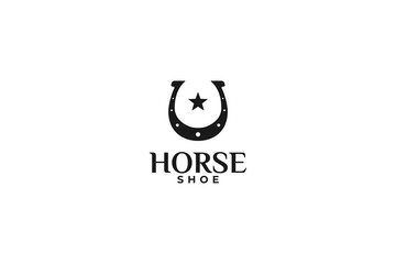 Flat horse shoe logo design template illustration