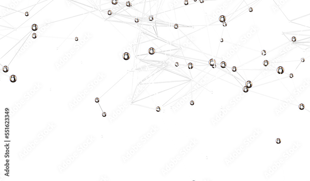 Poster Futuristic geometric double data flow background with connecting dots and lines. Abstract digital