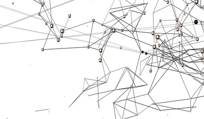 Motion of digital data flow. Communication and technology network concept with moving lines and dots