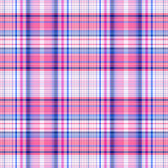 Nautical gingham in coastal beach house check fabric tile. Seamless red blue white sailor flannel textile tartan repeat swatch.