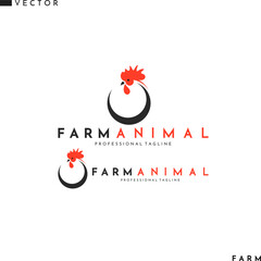 Abstract rooster logo. Farm animals