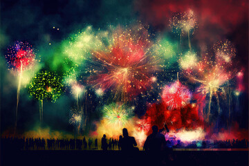 Naklejka na ściany i meble Colorful Fireworks