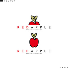Apple with leaves logo. Fresh fruit