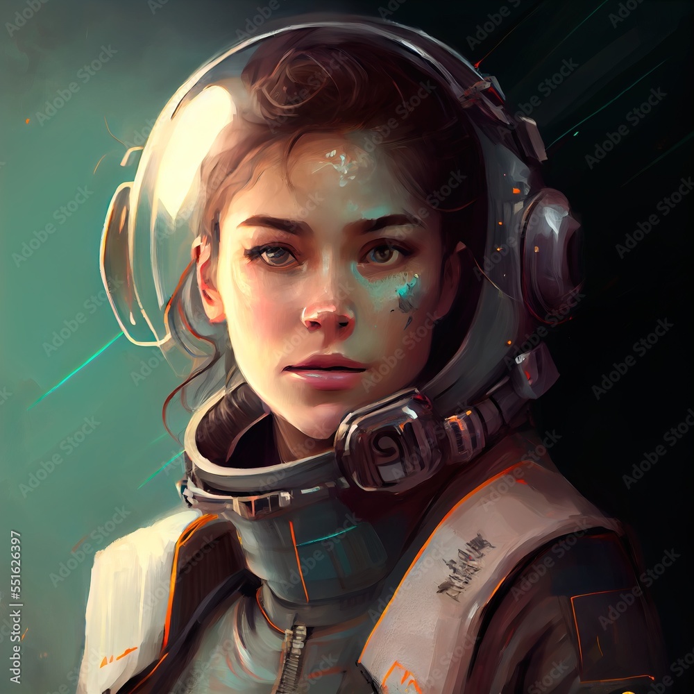 Wall mural a fictional person, not based on a real person. portrait of an fictional astronaut in a spacesuit. h