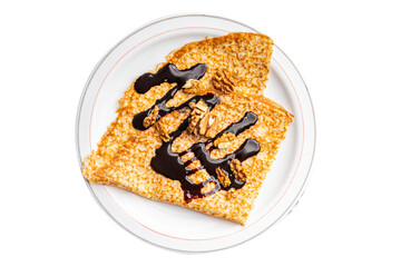 crepe sweet dessert vanilla flavor thin pancakes fresh crepe suzette  snack meal food snack on the table copy space food background rustic top view