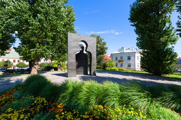 Sculpture by Jozef Szajna entitled "Przejscie 2001" ( Passage 2001) in the Cichociemni Square, Rzeszow, Poland