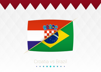 National football team Croatia vs Brazil, Quarter finals. Soccer 2022 match versus icon.