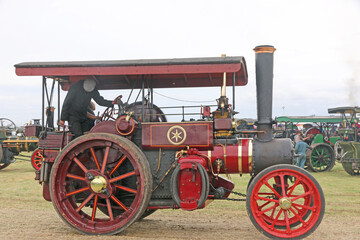 Fototapeta na wymiar Steam Traction engine in a field 