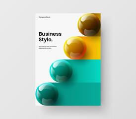 Colorful realistic balls pamphlet layout. Multicolored corporate brochure vector design concept.