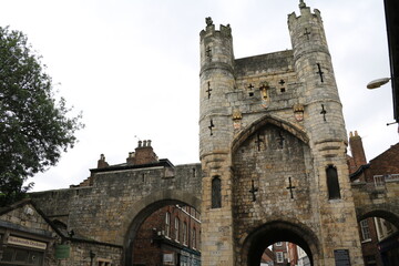 Fototapeta na wymiar Micklegate old medieval gate in York, England Great Britain