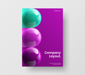 Fresh realistic spheres booklet concept. Amazing corporate brochure vector design illustration.