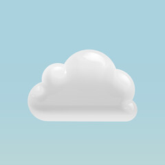 White Cartoon Cloud in 3d Realistic Style
