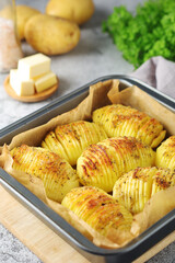 Hasselback potatoes - typical Swedish cuisine
