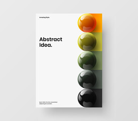 Unique company brochure vector design concept. Minimalistic realistic balls booklet illustration.