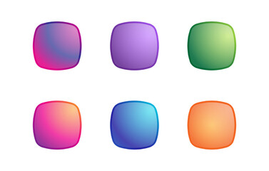 Modern Buttons Rounded Square Various Gradient Color For Web Apps Vector Illustration Set