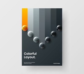 Amazing front page A4 vector design layout. Geometric 3D spheres flyer concept.