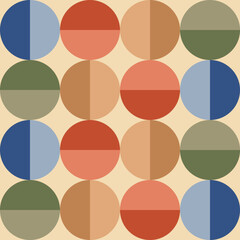 70s retro groove pattern with circles. Vintage geometrical pattern. Vector illustration